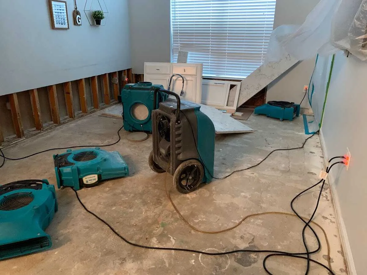 Dehumidifier in flood-cut room for Water Damage Restoration in Eatonton